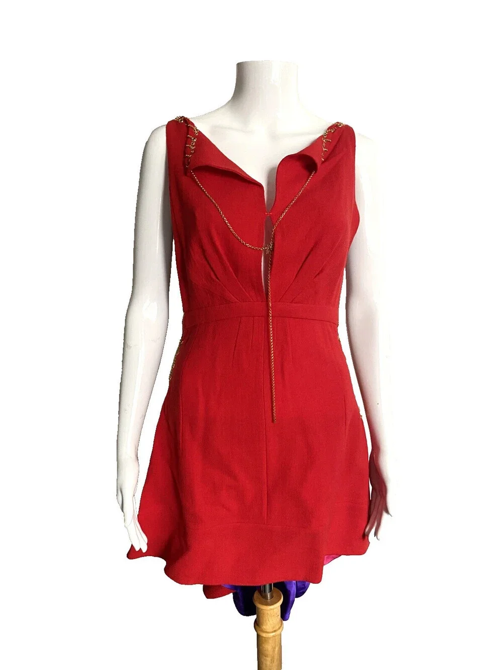 Vintage Louis Vuitton FR-36/38 Red Wool Chains Mini Dress by Marc Jacobs 2006